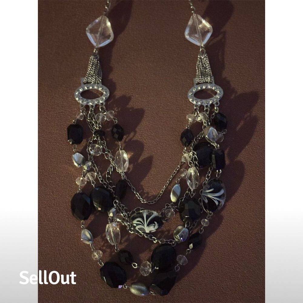 Unknown  Elegant Black Beaded Necklace Adjustable Fashion Jewelry